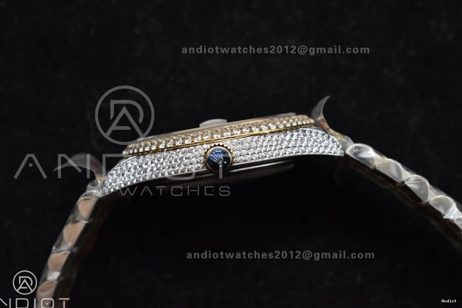 Yellow 2 Diamond DateJust TWD 41mm Gold Best Tone Version Dial Roman 0122